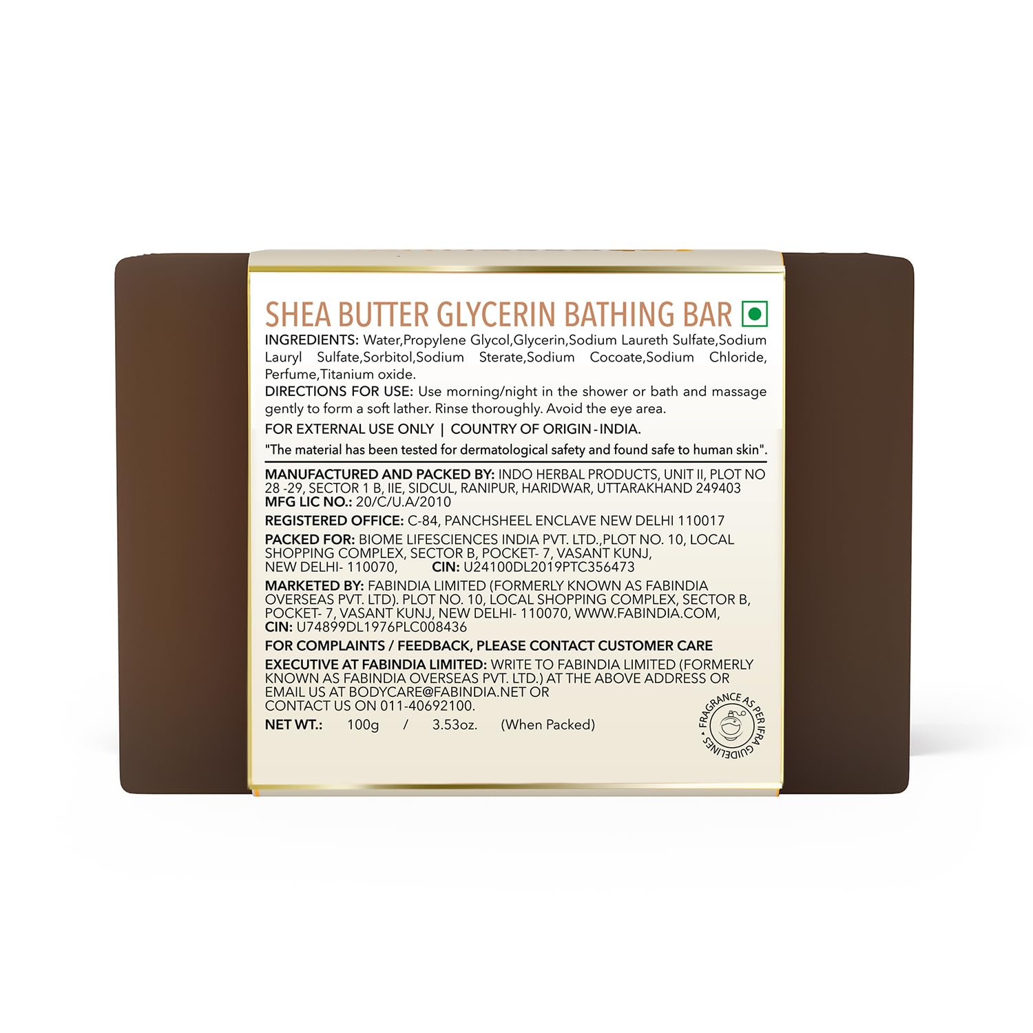 8x Fabessentials Shea Butter Glycerin Bathing Bar | with Natural Bioactives | for Cleansing, Nourishing and Rejuvenating Skin | Vegan & Toxin Free - 100 gm Pack of 8
