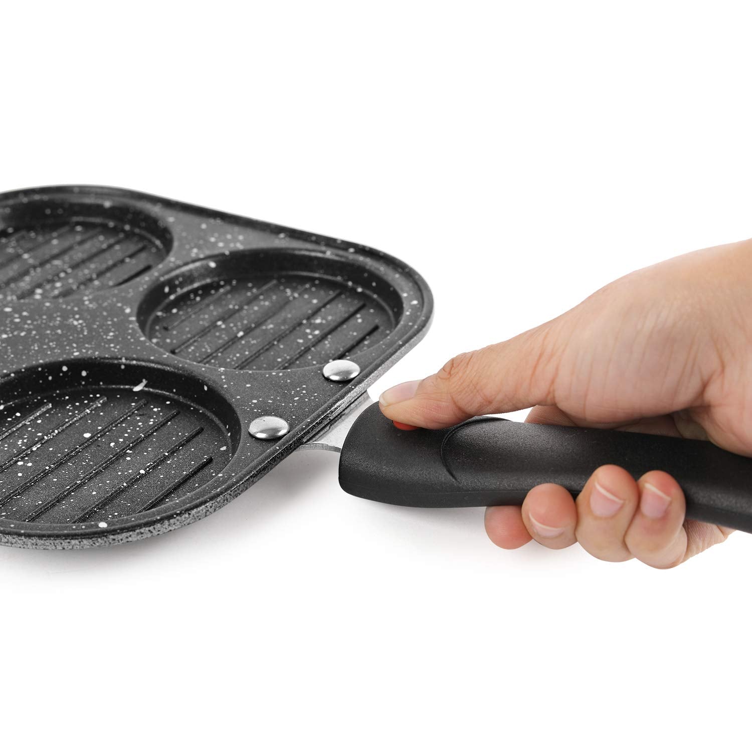 Cello Non-Stick 4- Cavity Aluminium Uttapam Maker with Spatter, Black