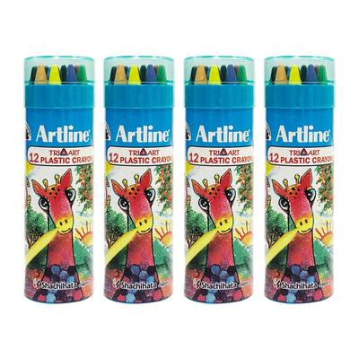 Triangular Plastic Crayons Pack Of 14 In Tin Container