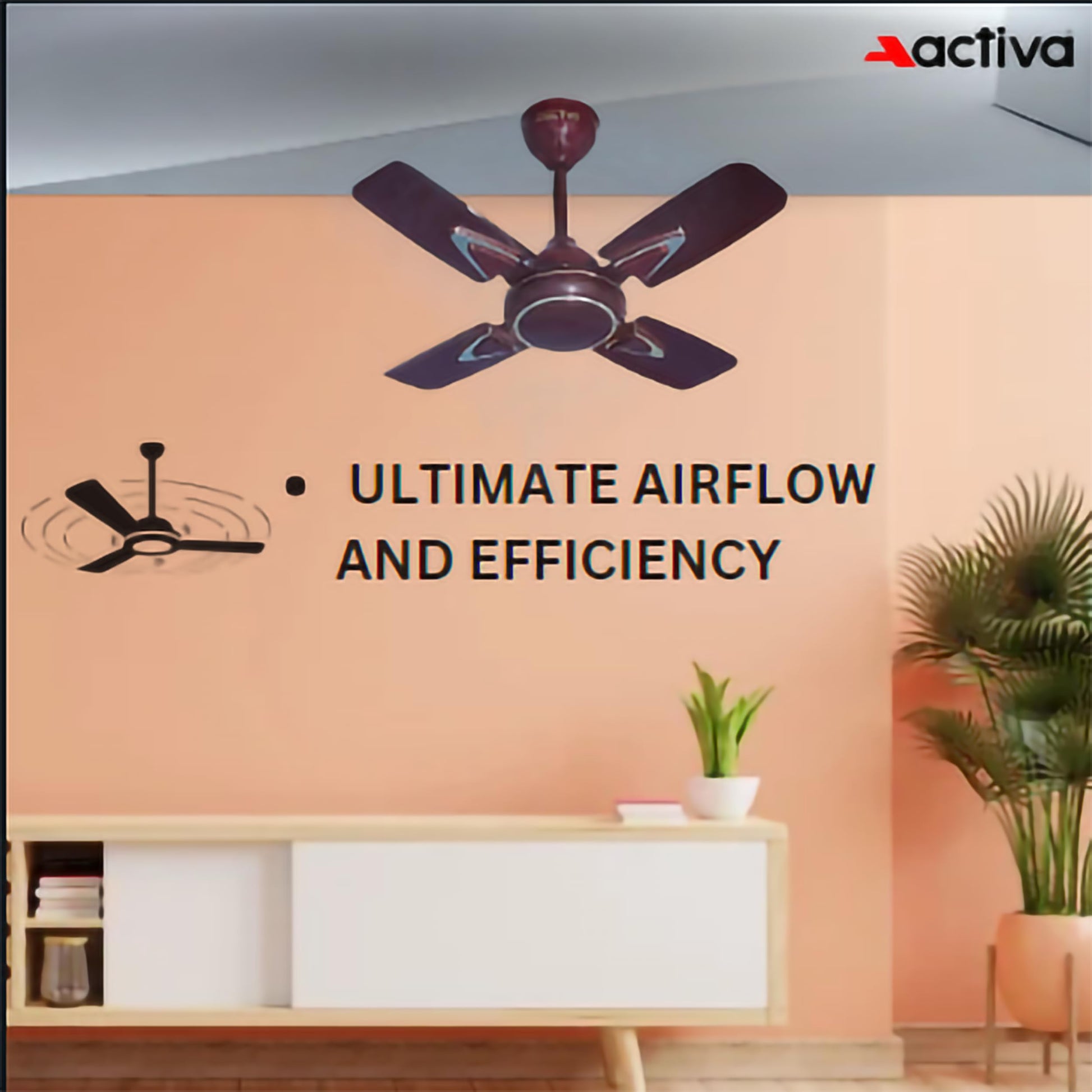 ACTIVA Galaxy Deco 850 RPM High Speed (600 MM) 4 Blades Ceiling Fan (Brown) Come with 2 Years Warranty