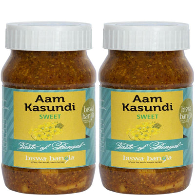 biswa bangla - where the world meets bengal Aam Kasundi (Mango-Mustard Sauce/Pickle) Sweet - 200Gm - Pack Of 2