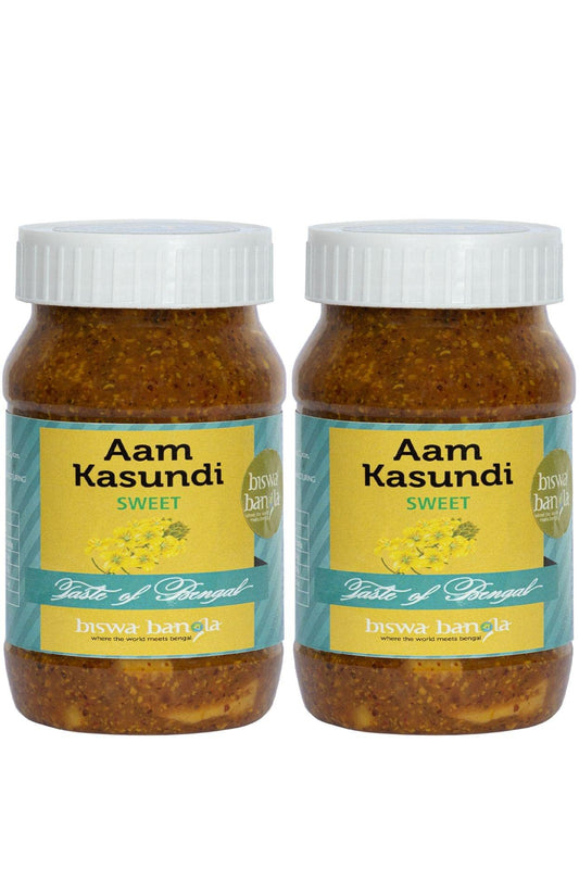 biswa bangla - where the world meets bengal Aam Kasundi (Mango-Mustard Sauce/Pickle) Sweet - 200Gm - Pack Of 2
