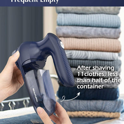 BEAUTURAL Sweater Fabric Shaver Home-Edition, Powerful & Efficient Lint Remover for Clothes and Furniture, AC Adapter or Battery Powered Pill Fuzz Remover Dark Blue