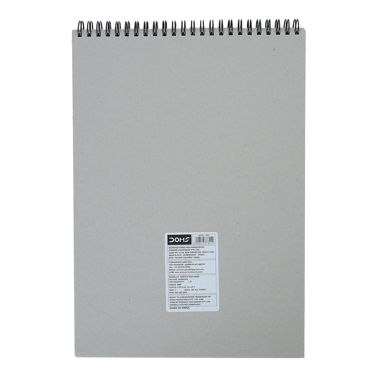 Doms Wiro Binding Notebook | Sketch Pad | Plain | 110GSM | 100 Pages | 21.0 x 29.7 cm | Pack of 1