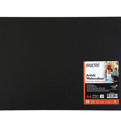 BRUSTRO Artist 25% Cotton Watercolour Stitched Bound Journal Cold Pressed 200 GSM A4-30 Sheets