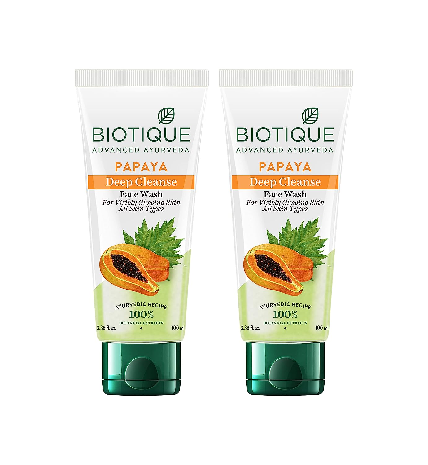 Biotique Papaya Deep Cleanse Face Wash For Visibly Glowing Skin All Skin Types 2x100ml