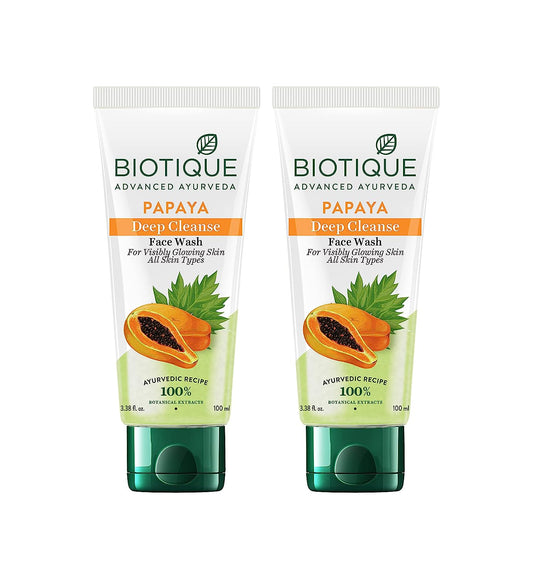 Biotique Papaya Deep Cleanse Face Wash For Visibly Glowing Skin All Skin Types 2x100ml