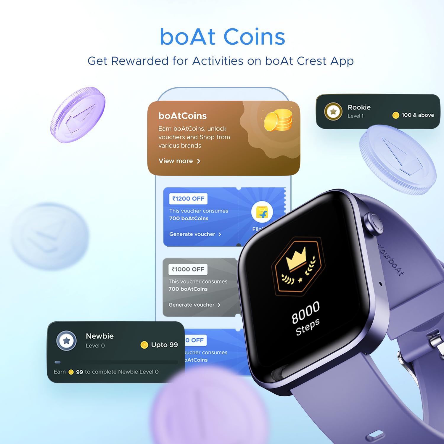 boAt Wave Call 2 Smart Watch with 1.83" HD Display, Advanced BT Calling, DIY Watch Face Studio, Coins, 700+Active Modes, Live Cricket Scores, HR&SPO2 and Sleep Monitoring(Orchid Haze)