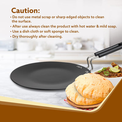 AGARO Elite Hard Anodised Tawa for Kitchen, 28 cm Diameter Tawa for Roti, Chapati, Paratha, Riveted Handle, 4 mm Thick Base for Uniform Heating, Gas & Induction Oven Compatible, Cooking, Cookware