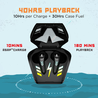 boAt Airdopes 190 TWS Earbuds with Beast™ Mode(50ms) for Gaming, 40H Playtime, Breathing LEDs, Quad Mics ENx™ Tech, ASAP™ Charge & BTv5.3(Black Sabre)