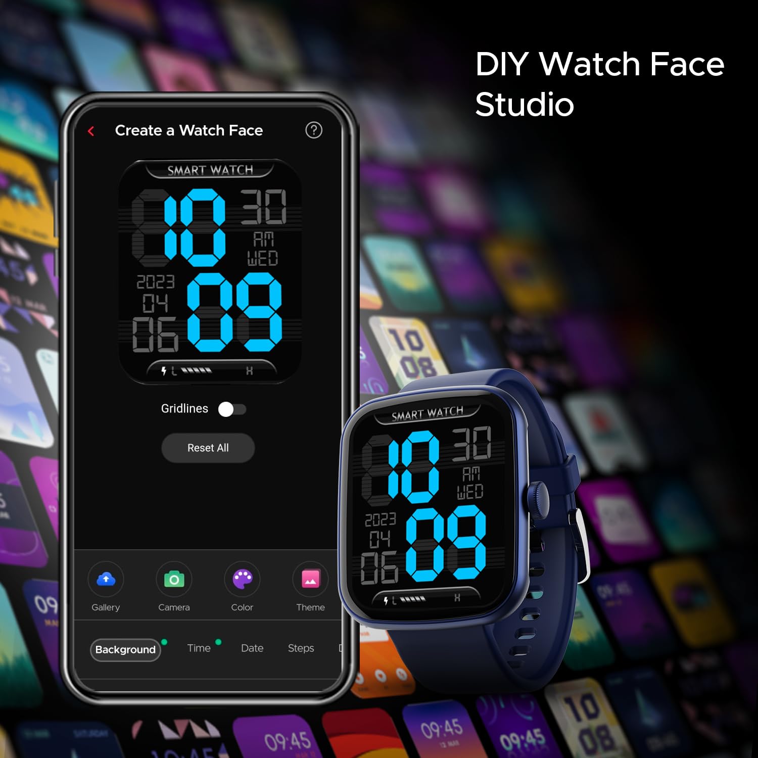 boAt Wave Style Smart Watch with 1.69" Square HD Display, DIY Watch Face Studio, Coins,HR & SpO2 Monitoring,7 Days Battery Life, Crest App Health Ecosystem, Multiple Sports Modes(Deep Blue)