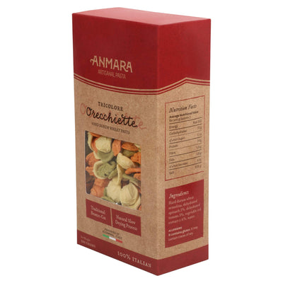 Anmara Artisanal Tricolore Orecchiette Pasta, 500 g