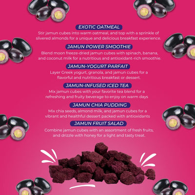 Moon Freeze Dried Jamun Cubes | Healthy Jamun Snack | 100% Natural, Vegan, No Preservatives, No Added Sugar Gluten Free Snack for Kids and Adults | (16Gm) Pack of 2