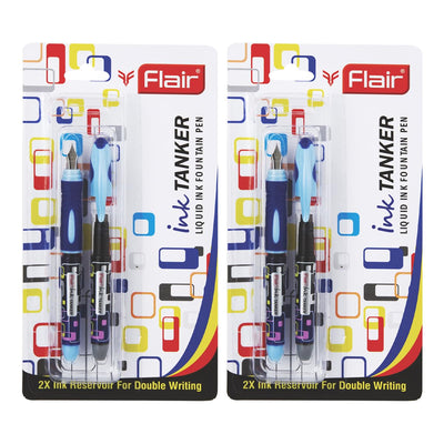 Flair Ink Tanker Liquid Ink Fountain Pen Blister Pack - Blue Ink