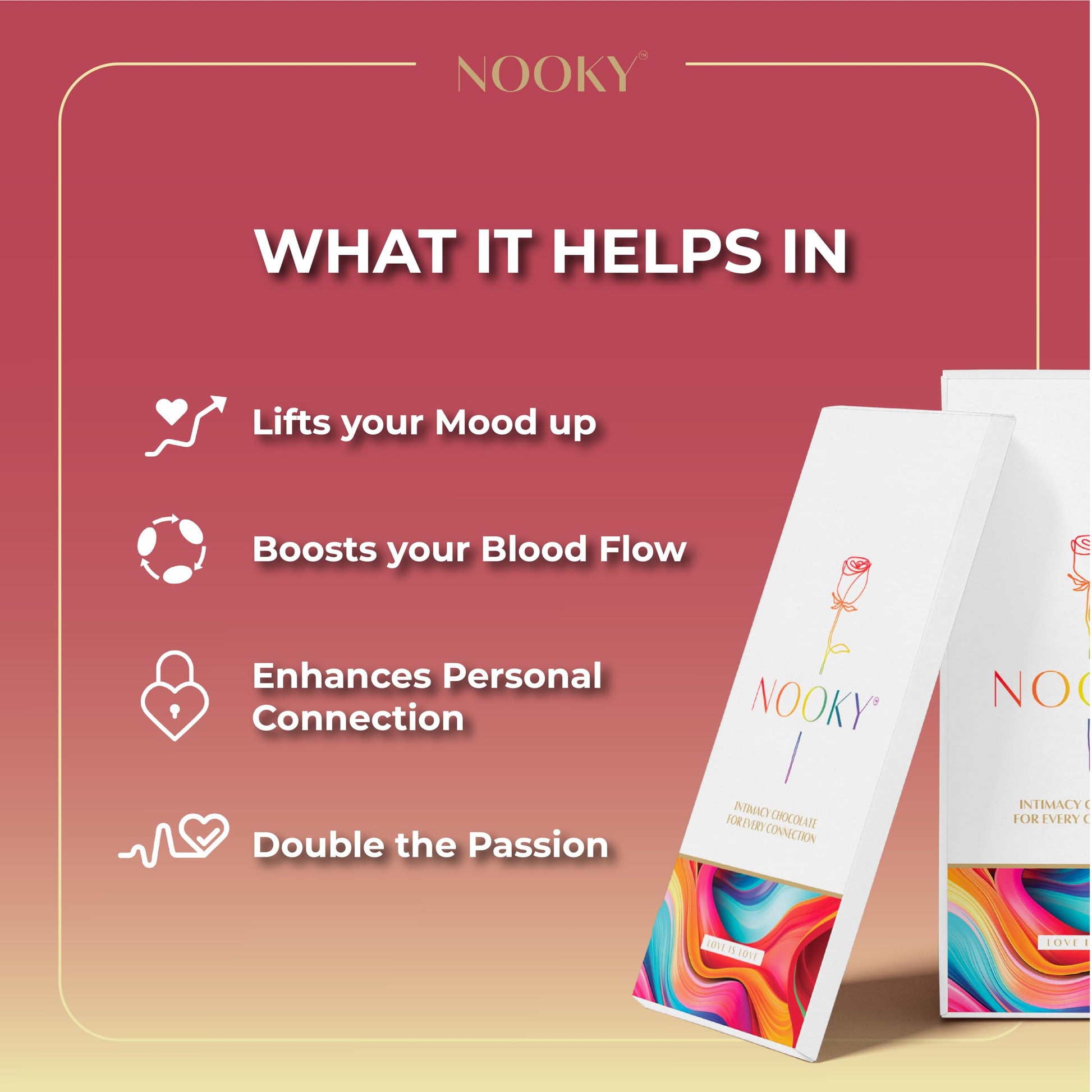 Nooky Premium Aphrodisiac Chocolate for LGBTQ+ | Mood-Enhancing, All-Natural Ingredients | Vegan-Friendly, Decadent Dark Chocolate (pack of 3)