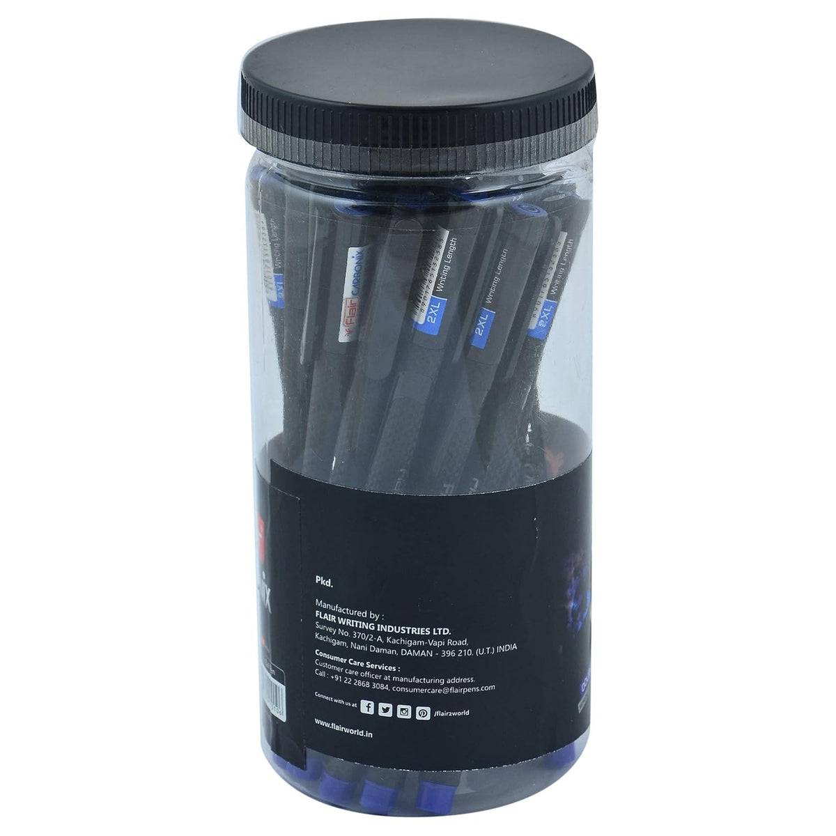 Flair 0.7mm Carbonix Ball Pen Jar Set - Blue Ink