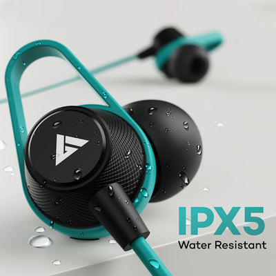 Boult Audio Bassbuds Loop 2 Wired in Ear Earphones with Mic, 10mm Powerful Driver for Extra Bass with Customizable Ear Loop (Teal Blue)