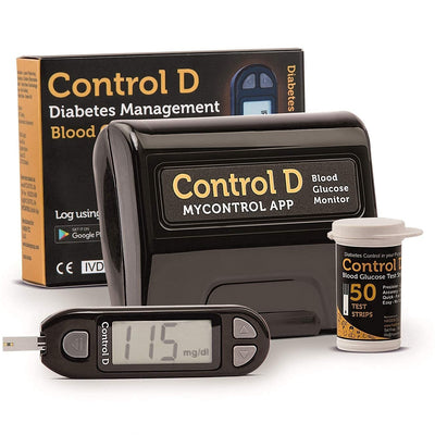 Control D Blood Glucose Monitor (Pack of 50 Strips, Black)