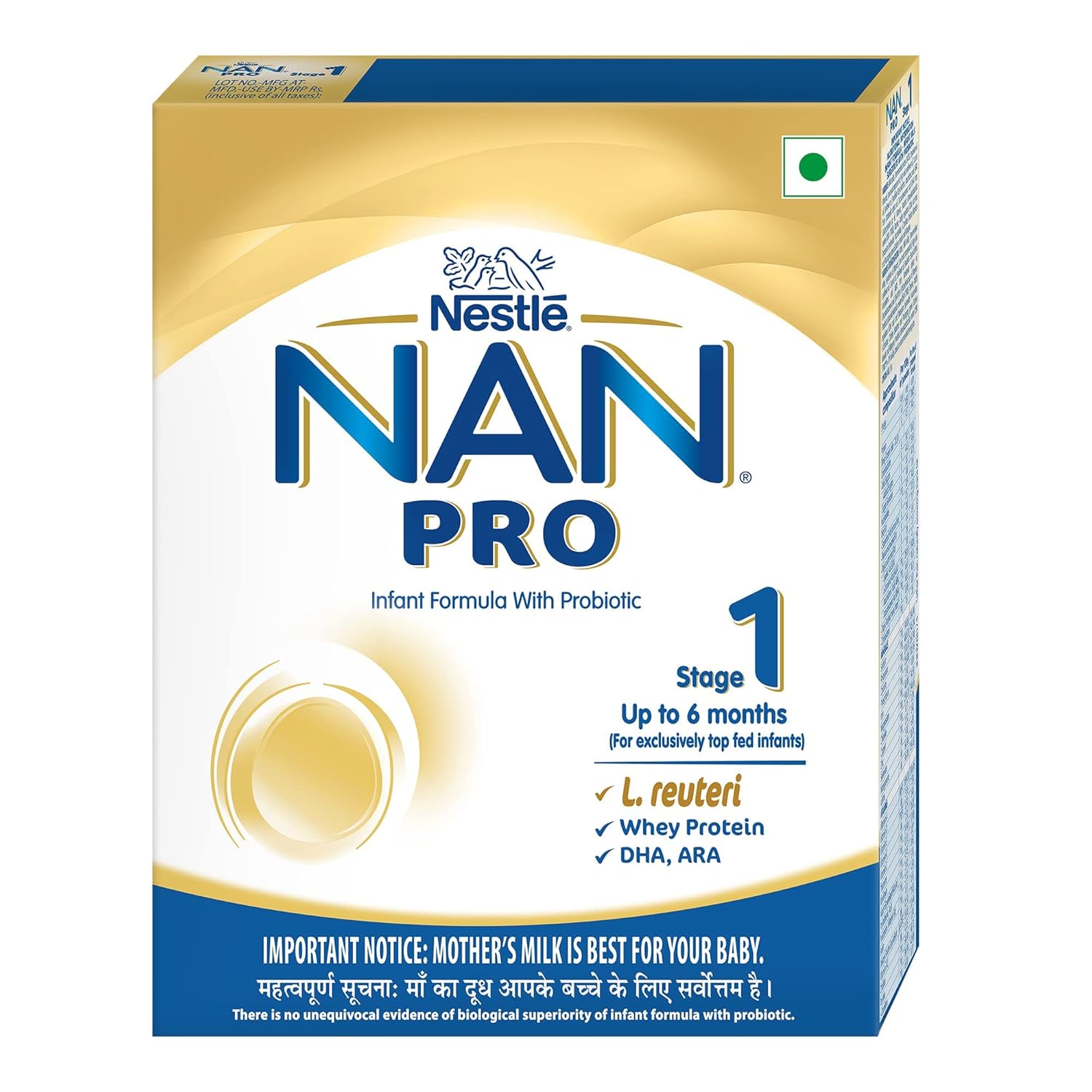 Nestle NAN PRO 1 Infant Formula with Probiotic (Up to 6 months), Stage 1-400g Bag-In-Box Pack