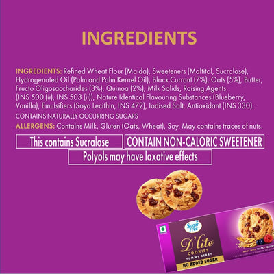Sugar Free D’Lite Yummy Berry Cookies | Zero Added Sugar | Made with Oats & Quinoa 75g