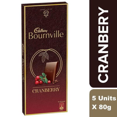 Cadbury Bournville Dark Chocolate Bar with Cranberry, 80g (Pack of 5)