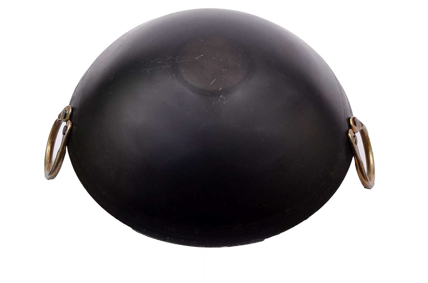 Craftenka Traditional Iron Kadhai Deep Bottom Kadai/Fry Pan/Frying Kadai Handmade Loha Lokhand with Golden Handle 11 INCH / 28 cm