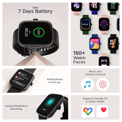 boAt Wave Style Smart Watch with 1.69" Square HD Display, DIY Watch Face Studio, Coins,HR & SpO2 Monitoring,7 Days Battery Life, Crest App Health Ecosystem, Multiple Sports Modes(Active Black)