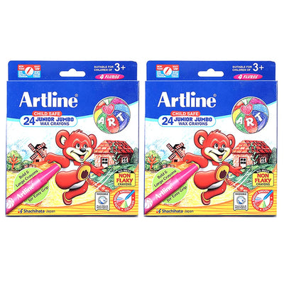 Artline Non-Toxic Junior Jumbo 24 Shades Wax Crayons