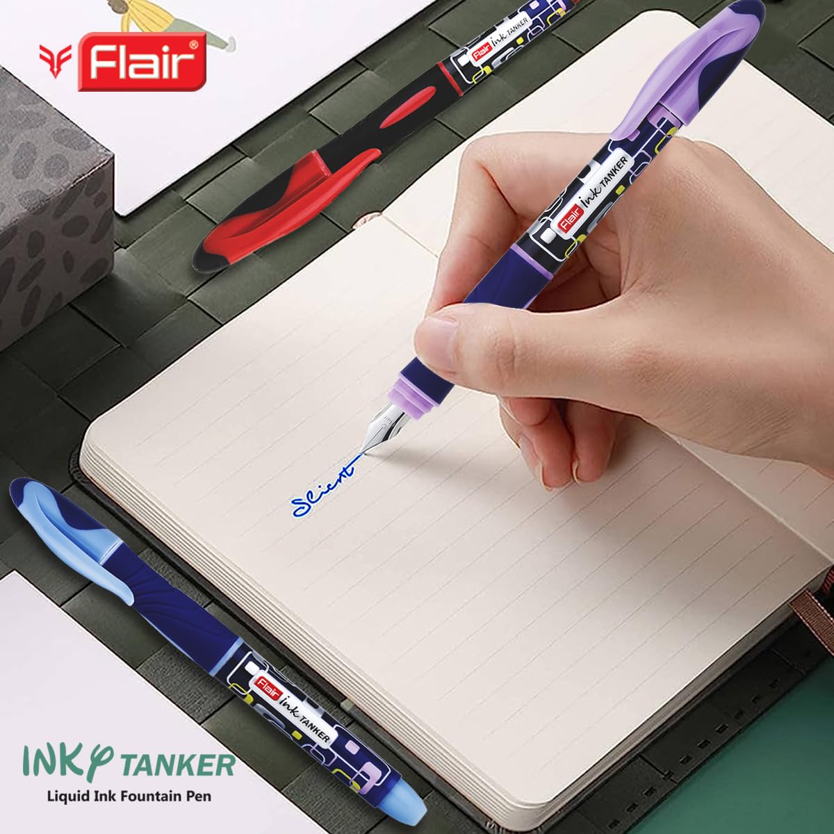 Flair Ink Tanker Liquid Ink Fountain Pen Blister Pack - Blue Ink
