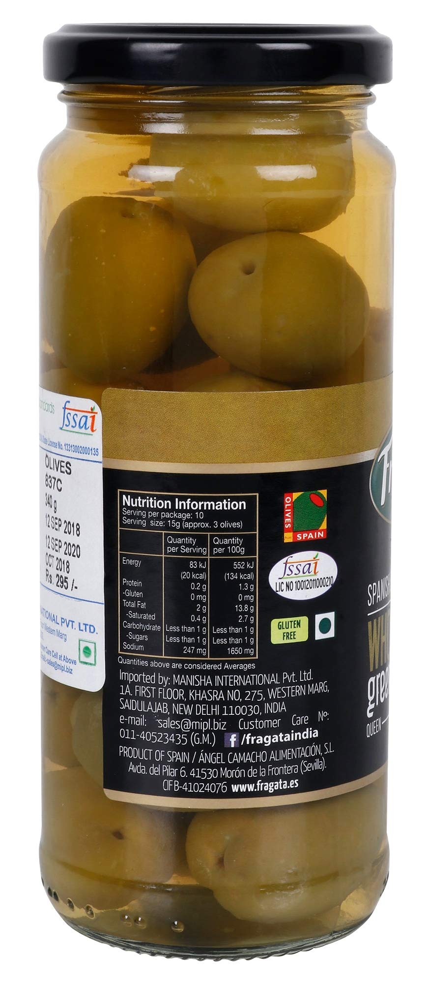 Fragata Plain Green Olives 340g- QUEEN