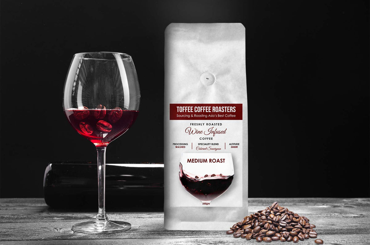 Cabernet Sauvignon Wine Barrel Aged Coffee | Toffee Coffee Roasters | Arabica Freshly Medium Roast | Coffee Notes: Fine Red Grapes and Wine (Decoction Coffee Maker, 250gm)