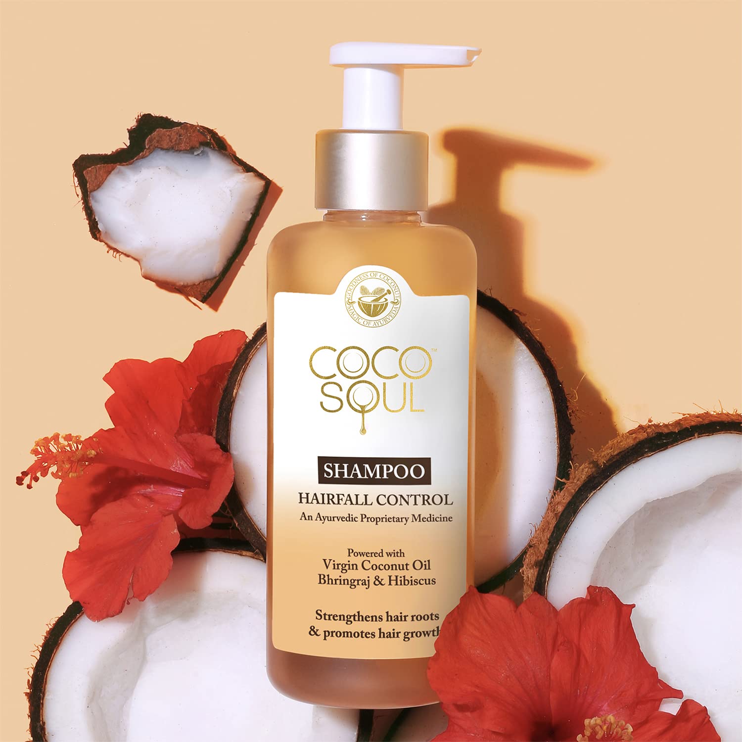 Coco Soul Hair Fall Control Shampoo with Ayurvedic Medicine | 100% Cold Pressed Virgin Coconut | Bhringraj & Hibiscus | Sulphate & Paraben Free | From Makers of Parachute Advansed | 200 ml