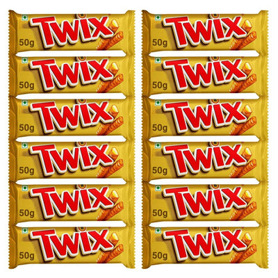12x Twix Caramel Cookie Chocolate Bar, Pack of 12 - 50g each