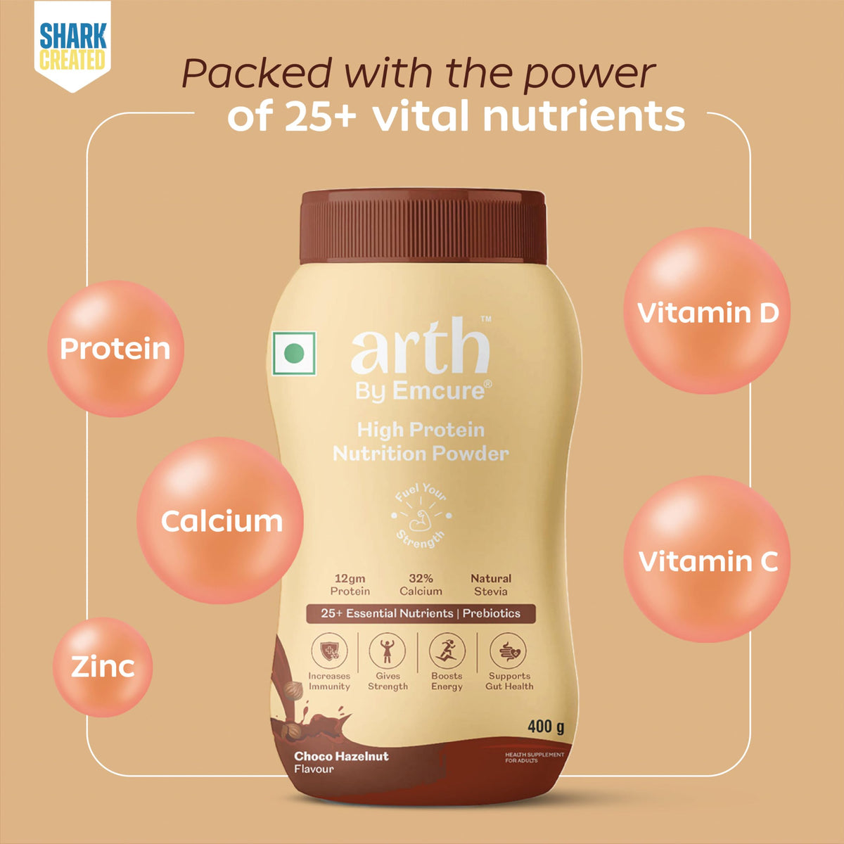 Arth High Protein Nutrition Powder - Choco Hazelnut Flavour