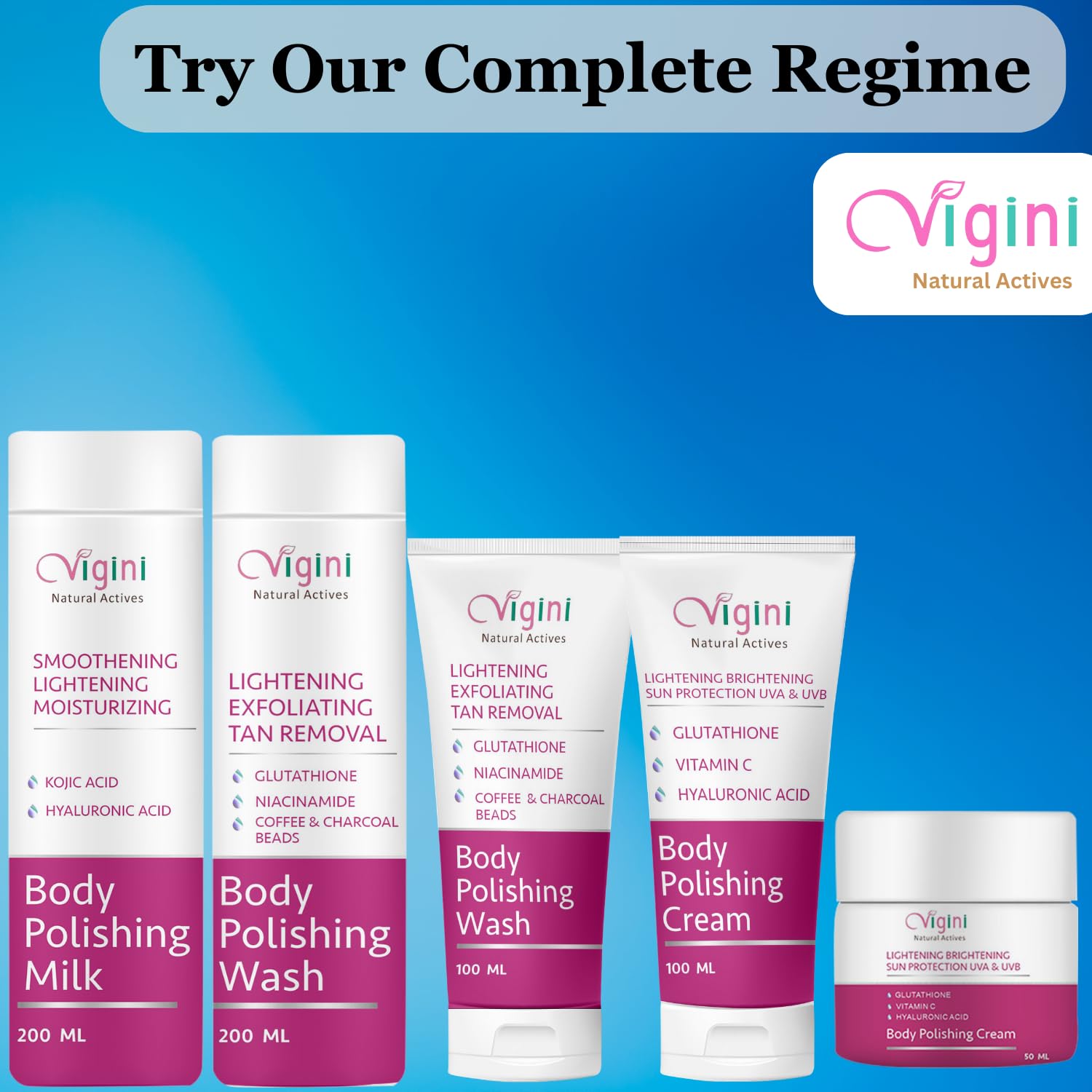 Vigini Natural Body Lightening Brightening Moisturizing Polishing Fairness Exfoliate Scrub Body Wash, Remove D Tan, Hyper Pigmentation Dark Spot, Skin Glow Glutathione Coffee Charcoal Men Women 100ml