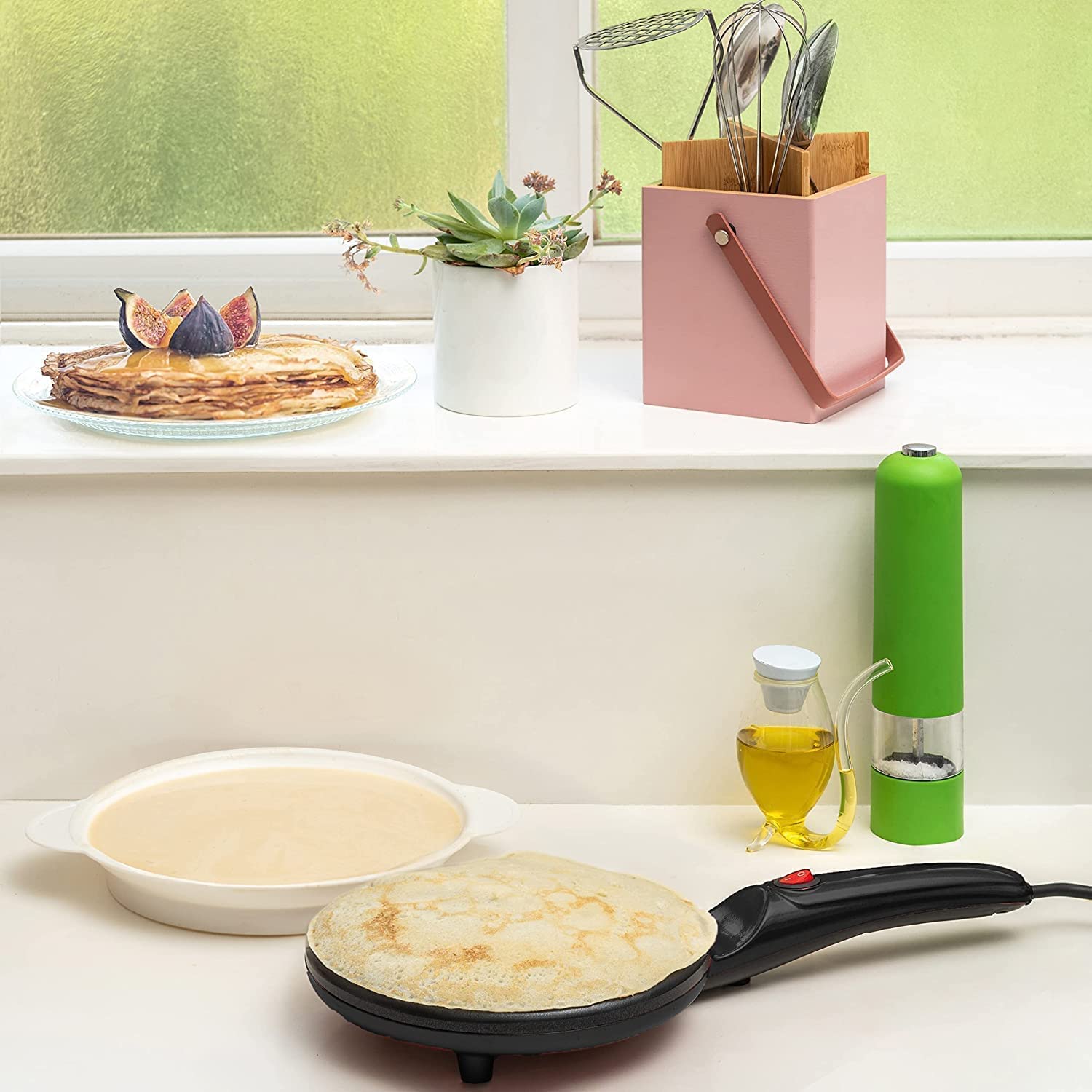 BIRZAR Nonstick Electric Griddle & Crepe Maker | Multi-Purpose Dosa, Pancake, Chapati, and Pizza Maker | Auto Power Off | Lightweight & Portable Design for Home & Outdoor Use