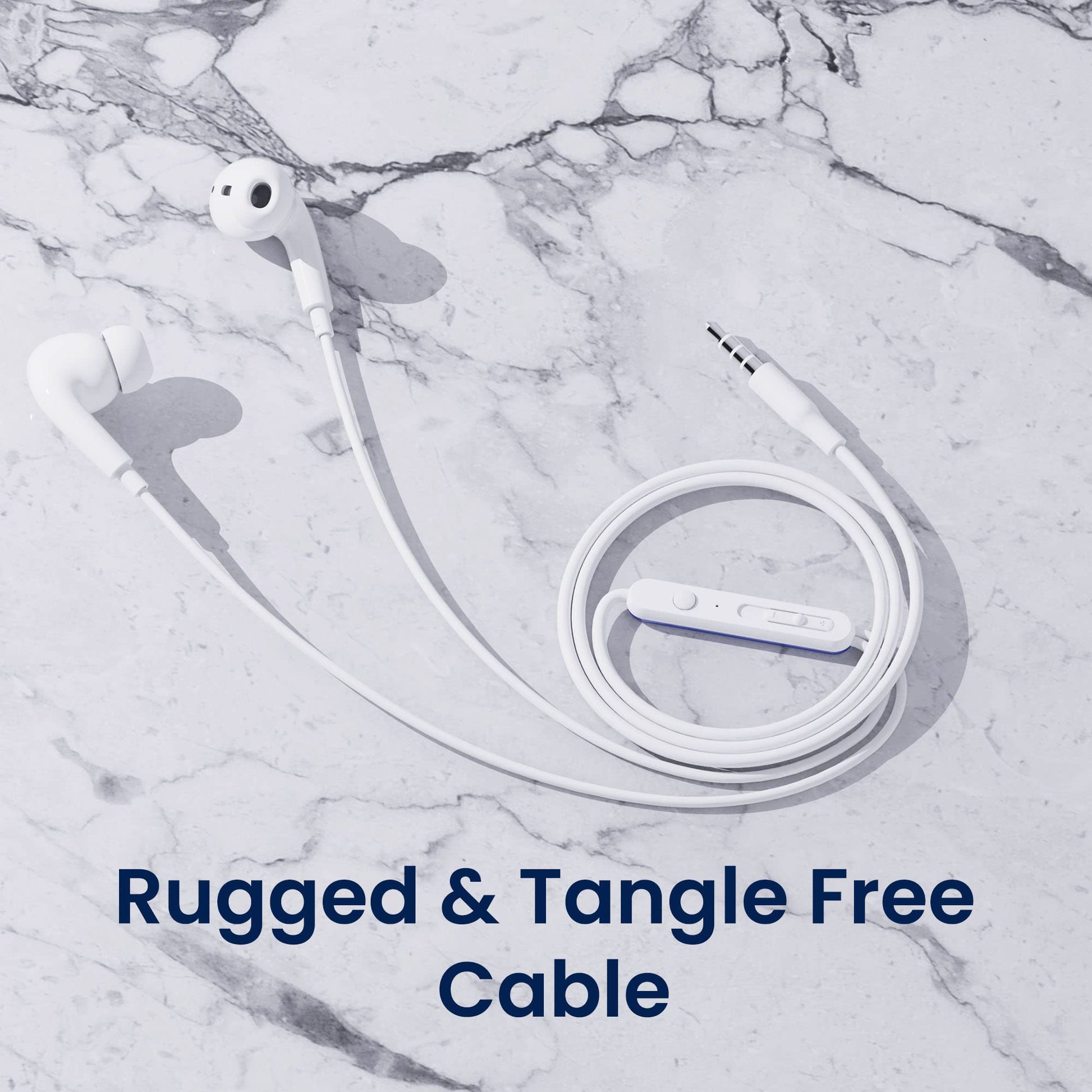Ambrane Wired in Ear Earphones with in-line Mic for Clear Calling, 12mm Dynamic Drivers for BoostedBass™, 3.5mm Jack, Multi-Functional Controller (Stringz 74, White)