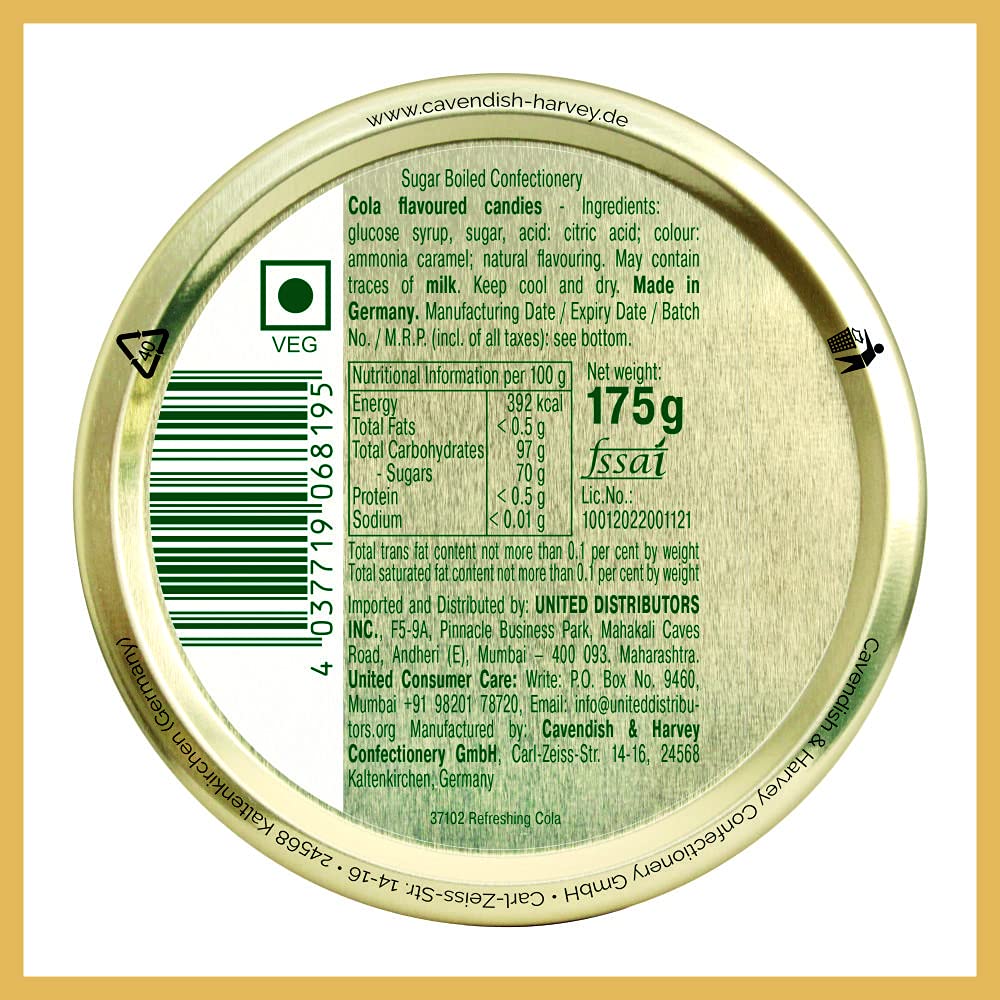 Cavendish & Harvey Refreshing Cola Drops - 175Gram, Germany