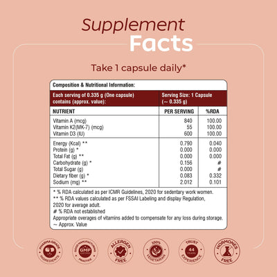 Arth Multivitamin Supplement With Vitamins A, D3 & K2 Capsules
