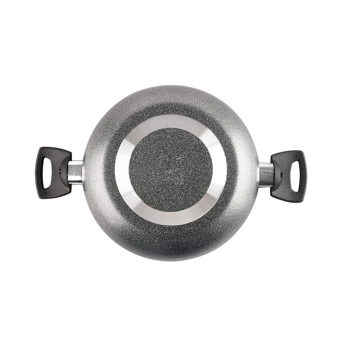 Cello Non Stick Hammered Tone Kadhai with Glass Lid 2.5 LTR, Black & Grey, Aluminium