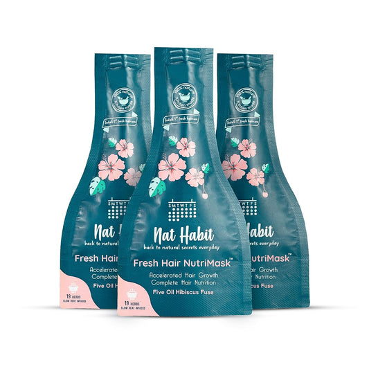3x Nat Habit Five Oil Hibiscus NutriMask - Hair Mask For Hair Growth (Pack of 3 x 40gm)