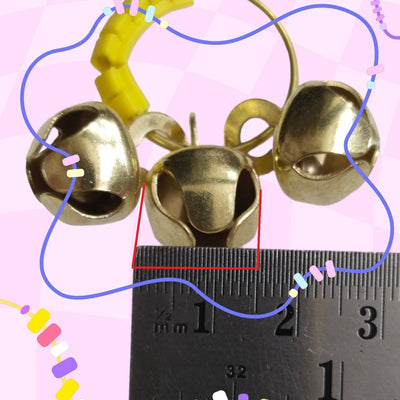 (Big Size, High Sound) Classy Looks Ghungroo Bells Finger Clapping Ring Yellow Kadi (Non Brass) Home Temple Pooja Aarti Bhajan Ganapati Ganesh Navratri Festivals Musical Gifting Goddess Chiming (2)
