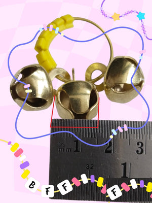 (Big Size, High Sound) Classy Looks Ghungroo Bells Finger Clapping Ring Yellow Kadi (Non Brass) Home Temple Pooja Aarti Bhajan Ganapati Ganesh Navratri Festivals Musical Gifting Goddess Chiming (10)