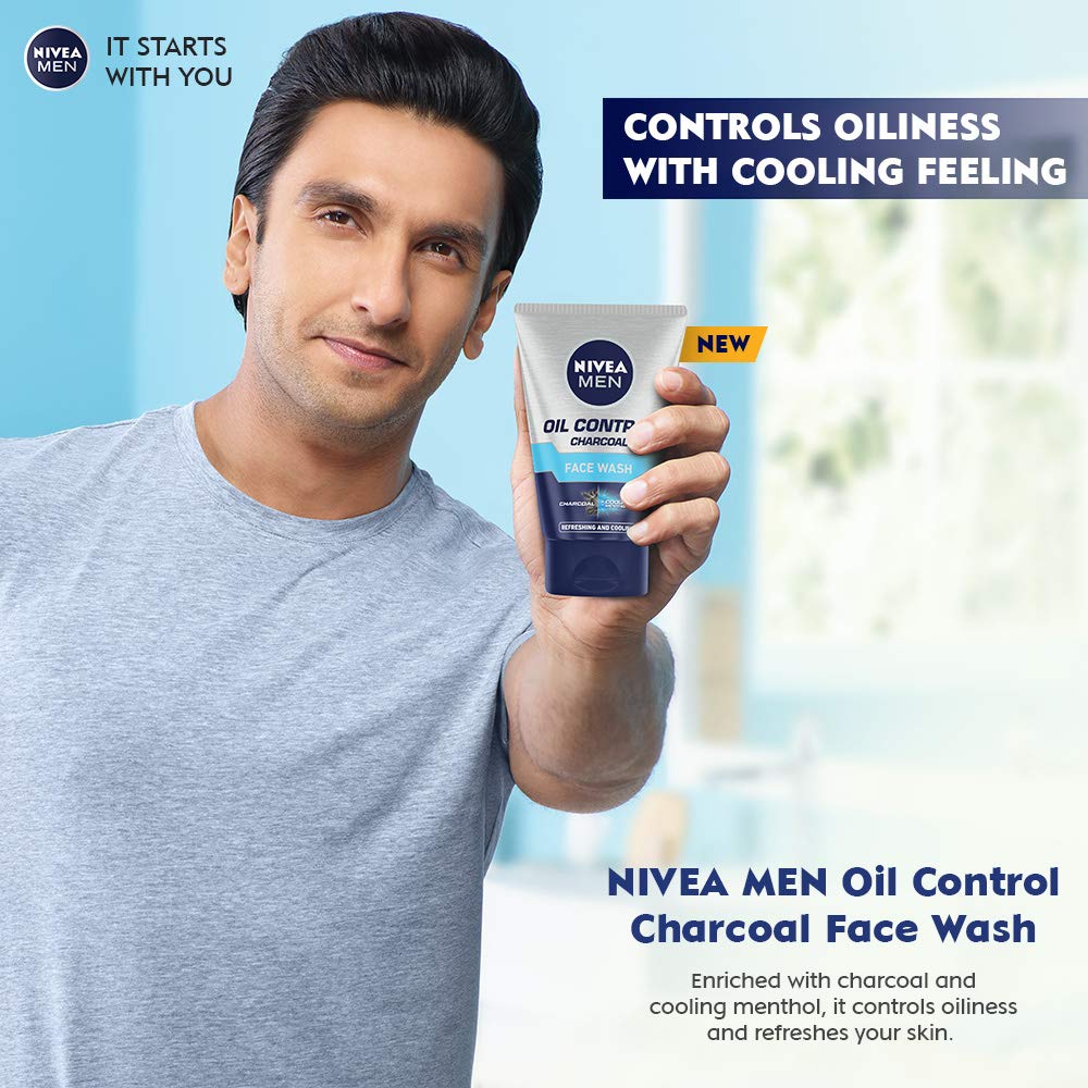 Nivea Men Face Wash for Oily Skin, Charcoal for Oil Control
