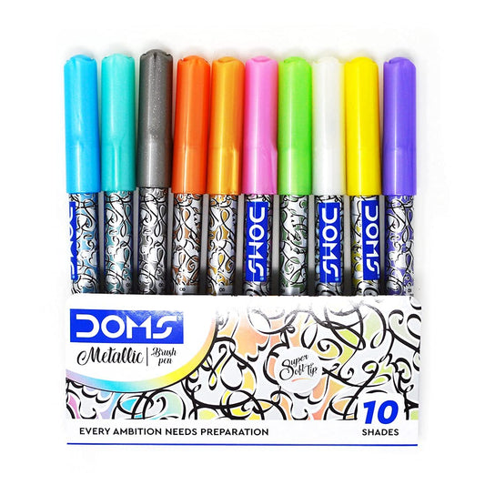 Doms Metallist Series Brush Pen (10 Assorted Metallic Shades)