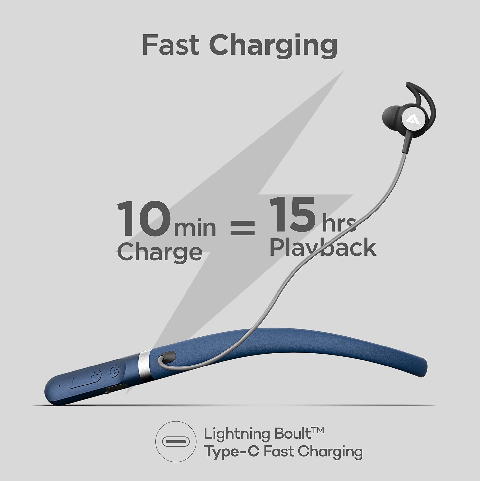 Boult Audio ZCharge Wireless in Ear Bluetooth Neckband with ENC Mic, 40H Playtime, Type-C Fast Charging (10Mins=15Hrs Playtime), Dual Pairing, Made in India, Biggest 14.2mm Drivers Ear Phones (Blue)
