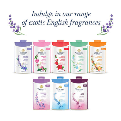 4x Yardley London Imperial Jasmine Perfumed Talc| Fragrant Beauty Talc for Women| Smooth Texture| 250g - Pack of 4