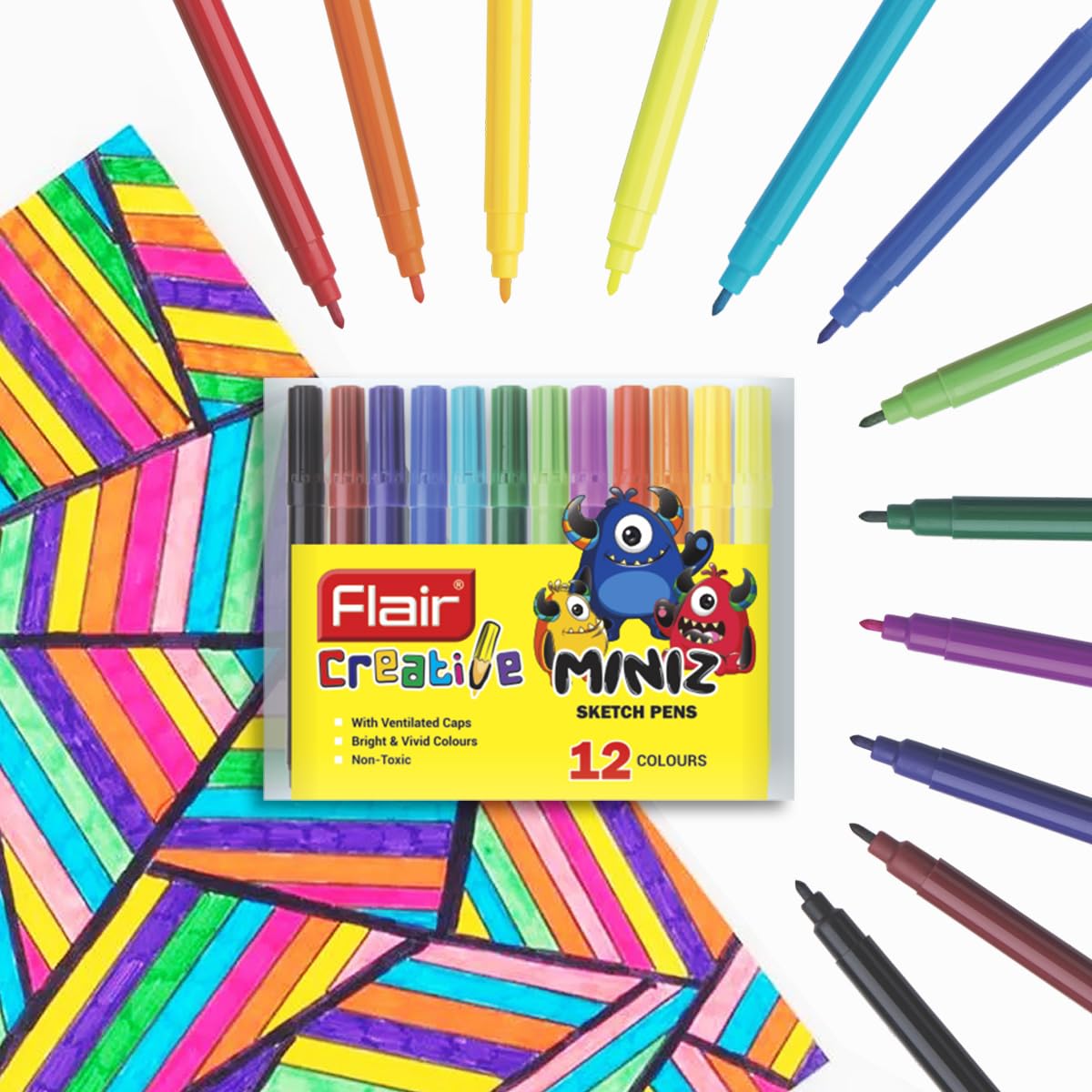 Flair Creative Series 12 Shades Miniz Sketch Pen Pouch Pack