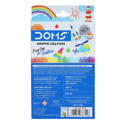 Doms 6 Shades Grippie Crayons Box Pack