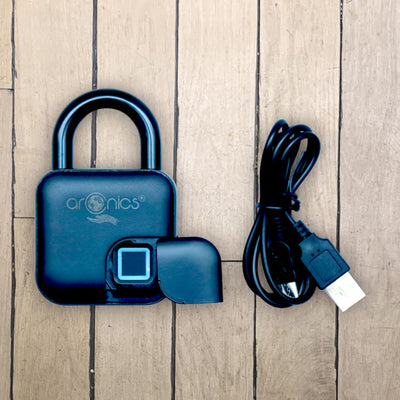 Arcnics® - Rugged Smart Fingerprint Padlock, Bluetooth Enabled Rechargeable Padlock, 10 Fingerprints Support, Keyless/Passwordless Access, Waterproof (IP65), Works with Smart Life (Black)